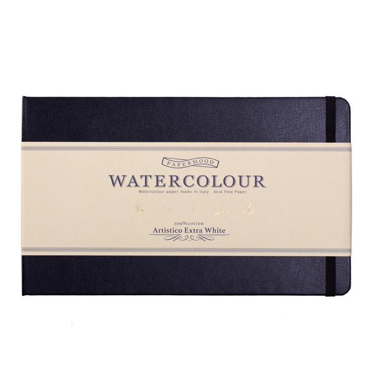 custom printed journal hardcover pu leatherette cover 300 grams 100% cotton FABRIANO watercolor paper notebooks