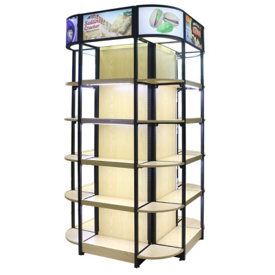 China manufacturing cheap wooden and iron shelf customized corner pillar shelf