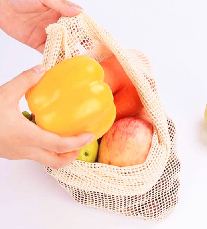 Home Kitchen Storage Reusable Produce Mesh Fruit Bag Organization small cotton bag drawstring samll for the fruits