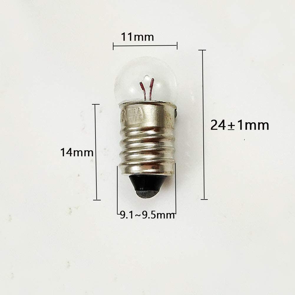 G11 flashlight replacement bulb 2.5V0.3A/4.8V0.3A/6.5V0.15A E10 base mini indicator light bulb