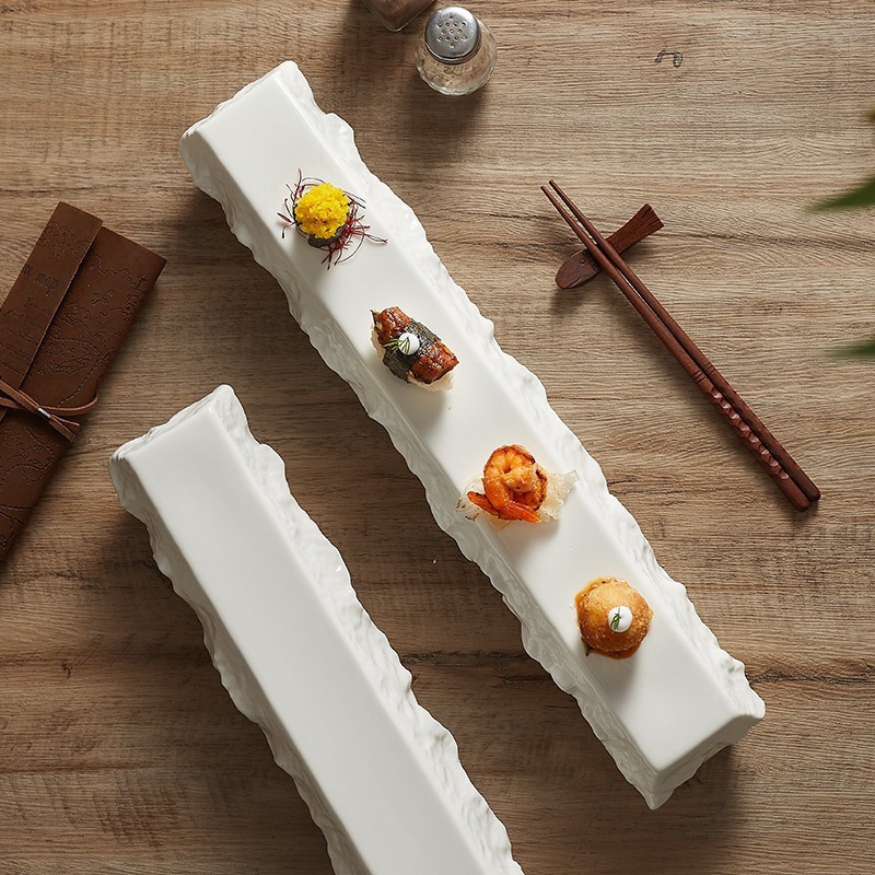 Rectangular thermal plate Sashimi plate decoration Superior sense Hotel restaurant tableware sushi disc sum flat disc