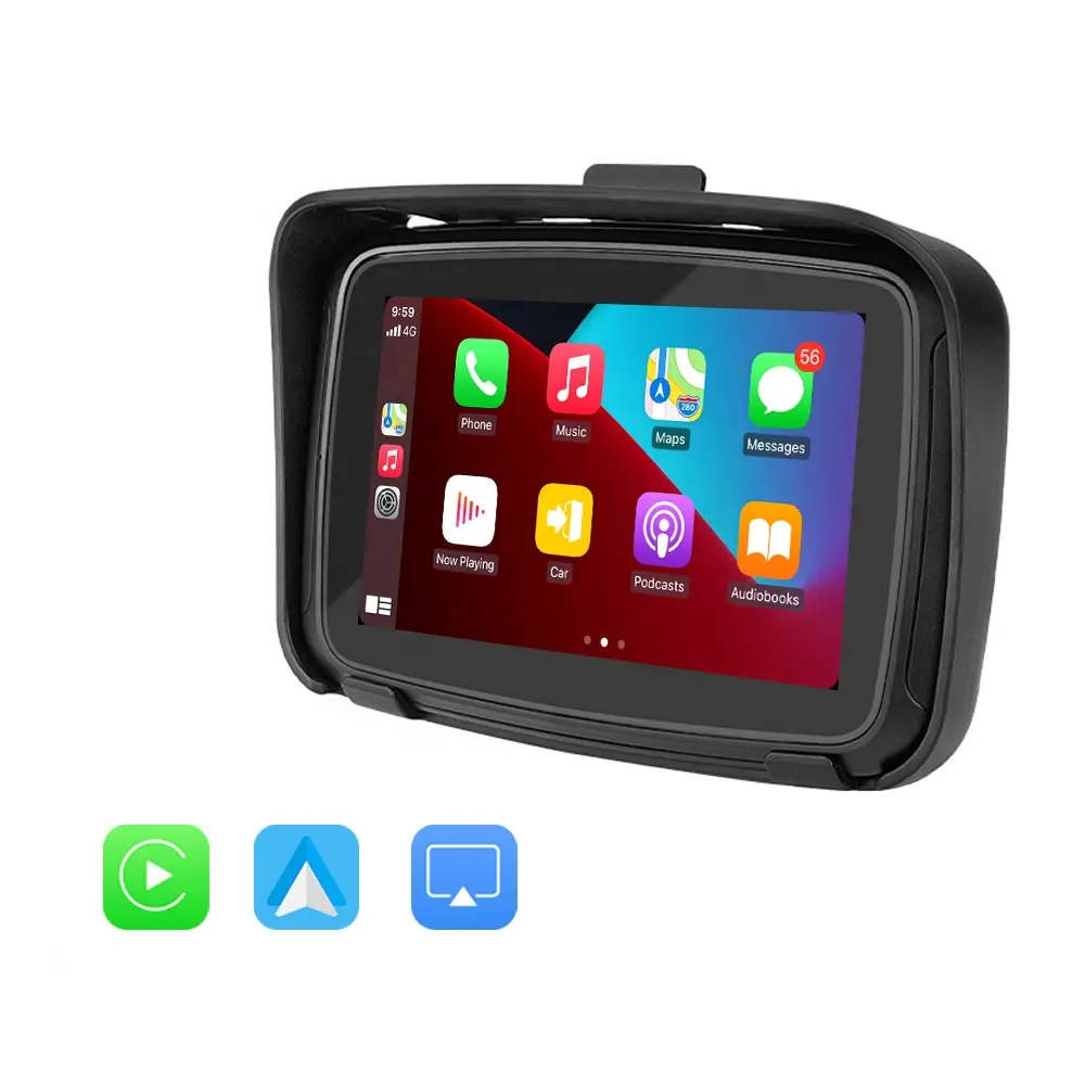 Jmance 5 inch Waterproof motorcycle carplay navigation android auto screen dashboard for Motorbike Layar Interkoneksi Lokomotif