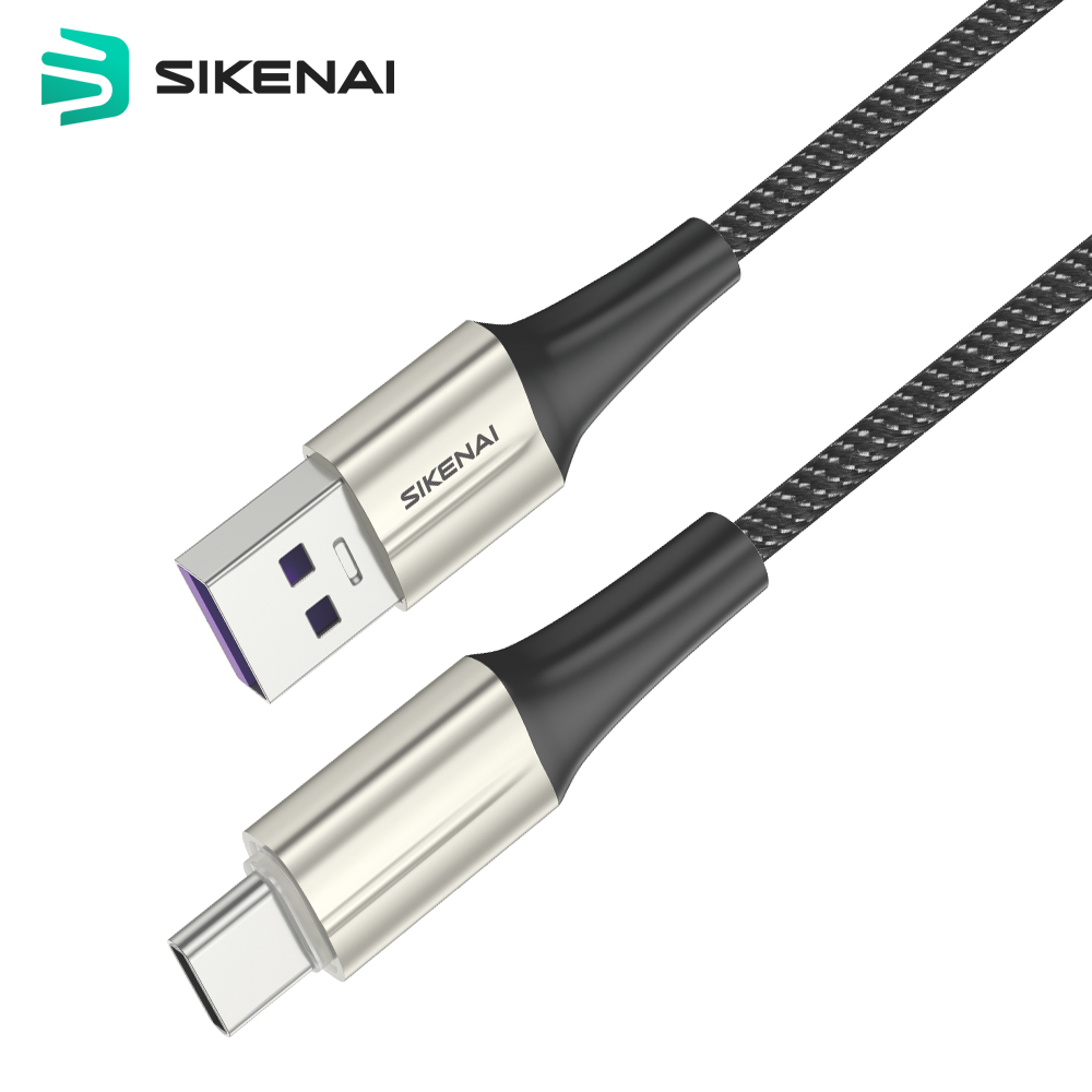 Кабель для передачи данных с нейлоновой оплеткой Sikenai 5A для быстрой зарядки с дышащим освещением Micro Type C для iPhone Xiaomi