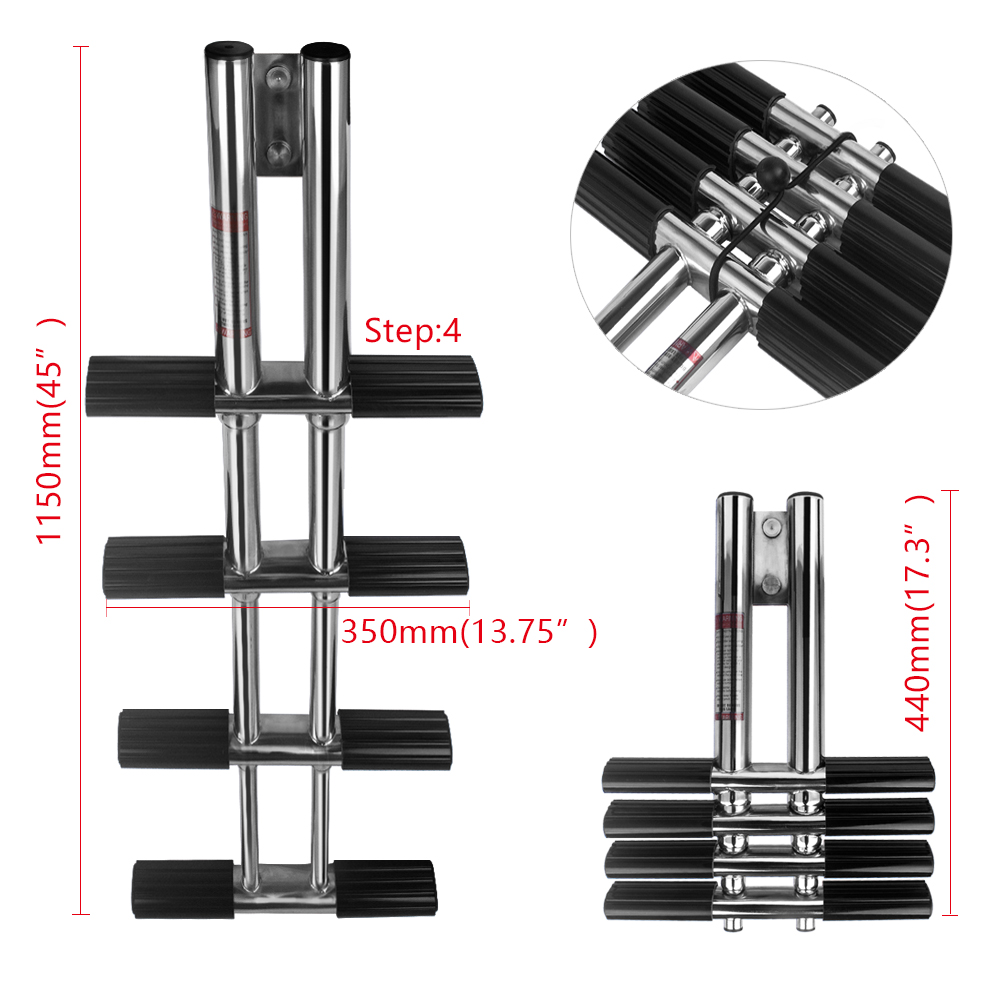 Marine Step Ladder Lightweight Vertical Boat Ladders Telescoping Transom Mounting Ladder