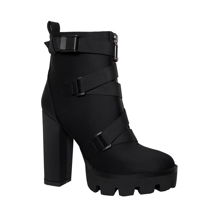 LQ003 2020New Women's Boots Black Imitation Lycra Sexy Waterproof Platform High Heel Booties