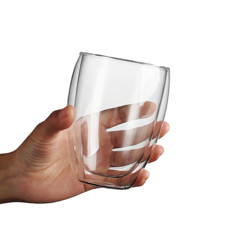 350ml 450ml Double Wall Glass Milk Cup Glass Juice Cup Glass Coffee Cup