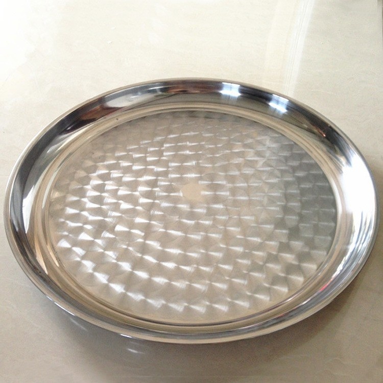 Stylish 12-28 Inch Stainless Steel Customizable Round Dinner Plates for Wedding, Party, and Christmas at Home