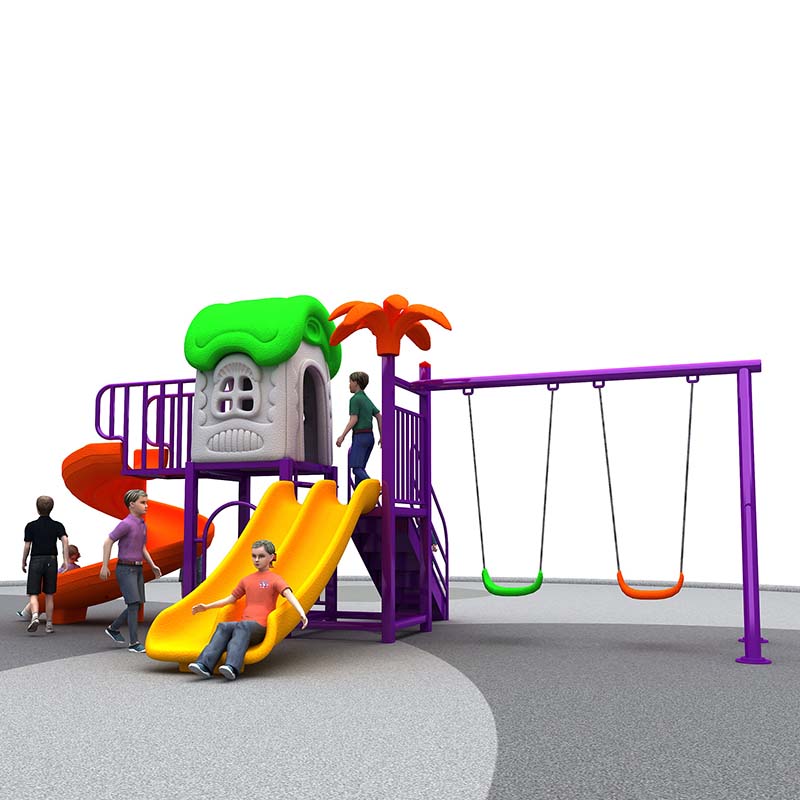Outdoor Entertainment Amusement Park Outdoor Equipment Plastic Kids Swing And Slide Playground