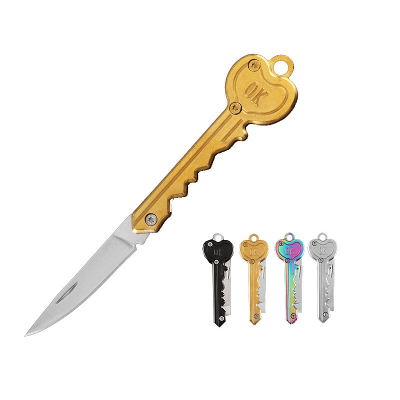 Popular Portable Folding Camping Mini Key Shaped Knife Pocket Keychain Cutting Fruit Knife