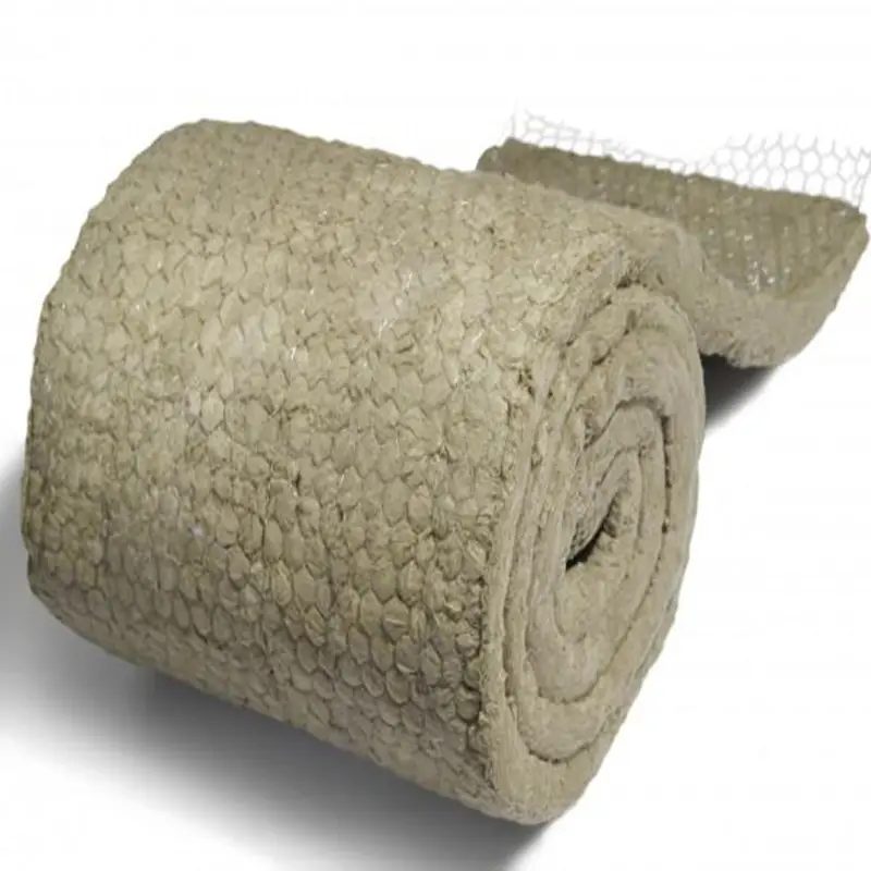 80kgm3 50mm rock wool blanket with wire mesh thermal insulation rock wool blanket