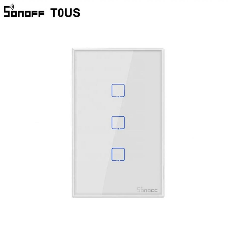 SONOFF T0 3gang WiFi настенные сенсорные смарт-переключатели американского типа дистанционное управление APP для смартфона