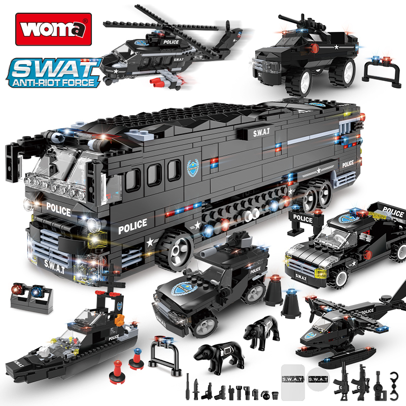 WOMA TOY Shantou C0547 SWAT Construction Hot Toys Military Police Model Micro Building Block Brick Set for Boy