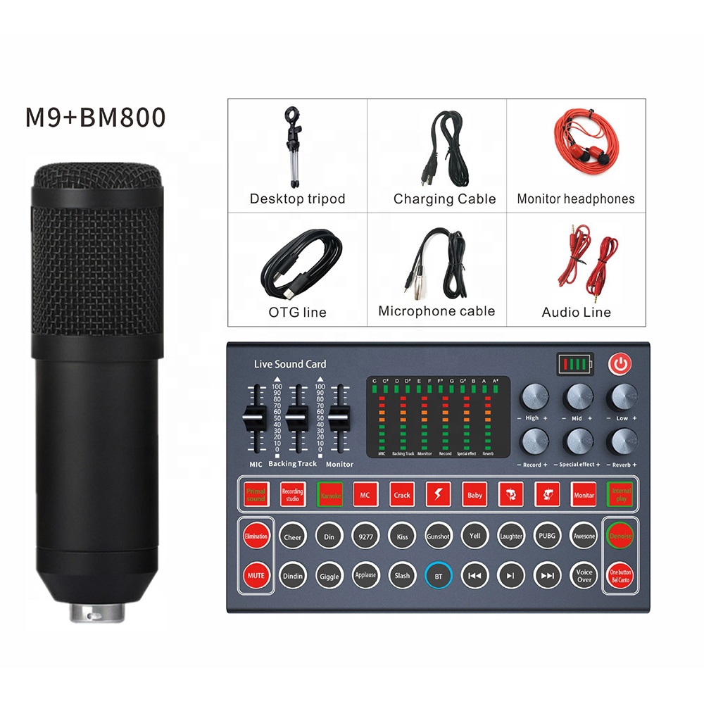 M9 звуковая карта bm800 микрофон набор USB профессиональное студийное записывающее оборудование v9plus караоке звуковая карта прямая трансляция звуковые карты