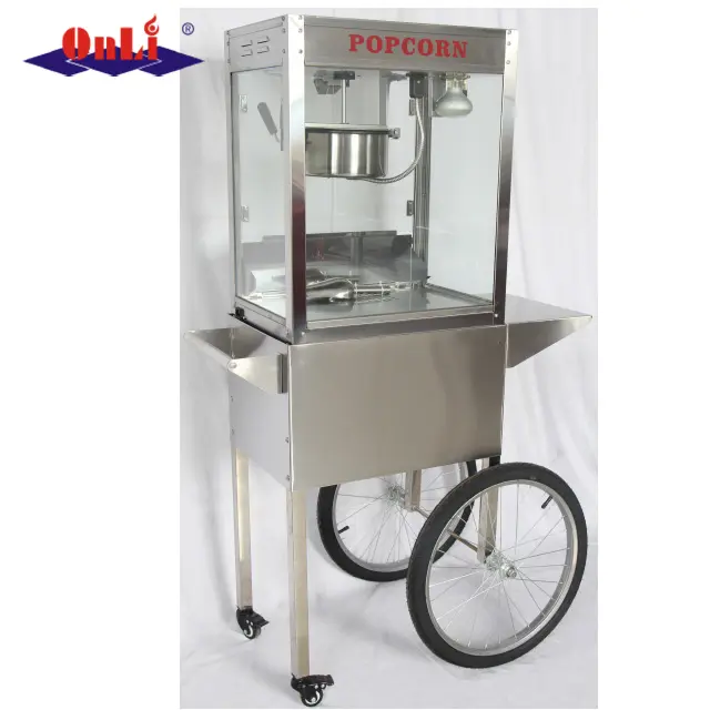 8 Oz electric stainless steel popcorn machine with cart CE certificated