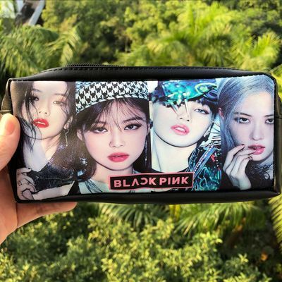 Kpop, Холщовая Сумка для хранения, пенал черно-розового цвета