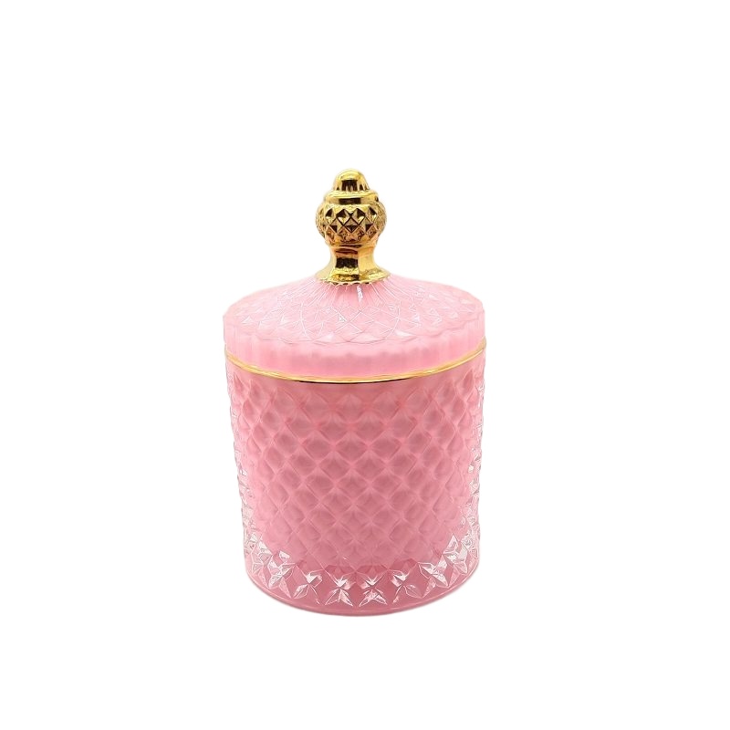 Best Price Christmas Empty Glass Candle Jar Glass Diamond Geo Cut Black Shaped Jar For Candle