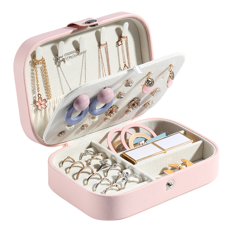 Wholesale Velvet Jewellery Storage Box Custom Logo PU Leather Small Travel Necklace Ring Jewelry Organizer Gift Packaging Case