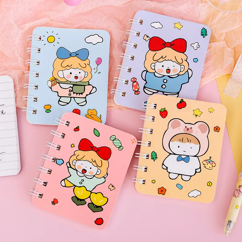Students Diary Carry Mini Paper Spiral Cartoon Notebook