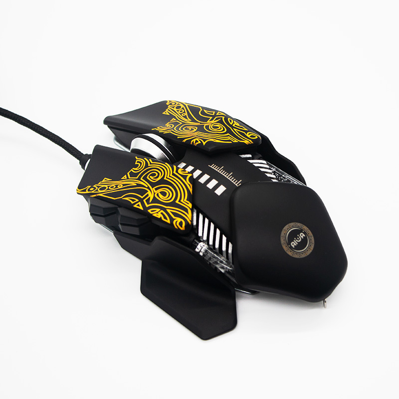 AIWO Brand New 1.8m Braided Cable Wired Professional RGB Gaming Mouse Optical With Unique Water Cool Bubble Breathing Light