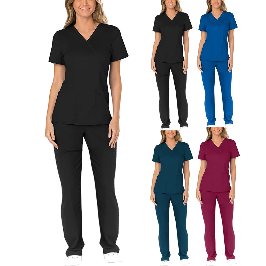 Cherokee Style Stretch uniform scrubs wholesale Uniforms Suit Women Nurse Scrubs scrub suits colors hospital uniform designs