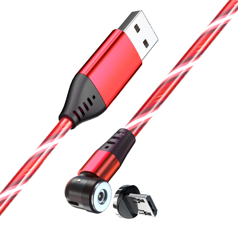 3 в 1 Магнитный usb-кабель для зарядки вращается на 540 градусов светодиодный световой Магнитный зарядный кабель
