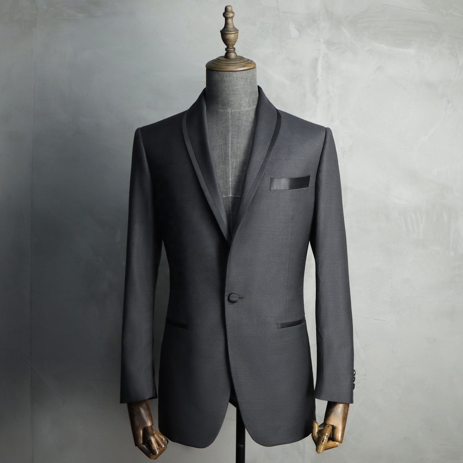 MTM Classic black tuxedo suit Mens Shawl Lapel Tailor Custom Black Tuxedo Bespoke Wedding Groom Suit Wool 2 Piece Suit Set