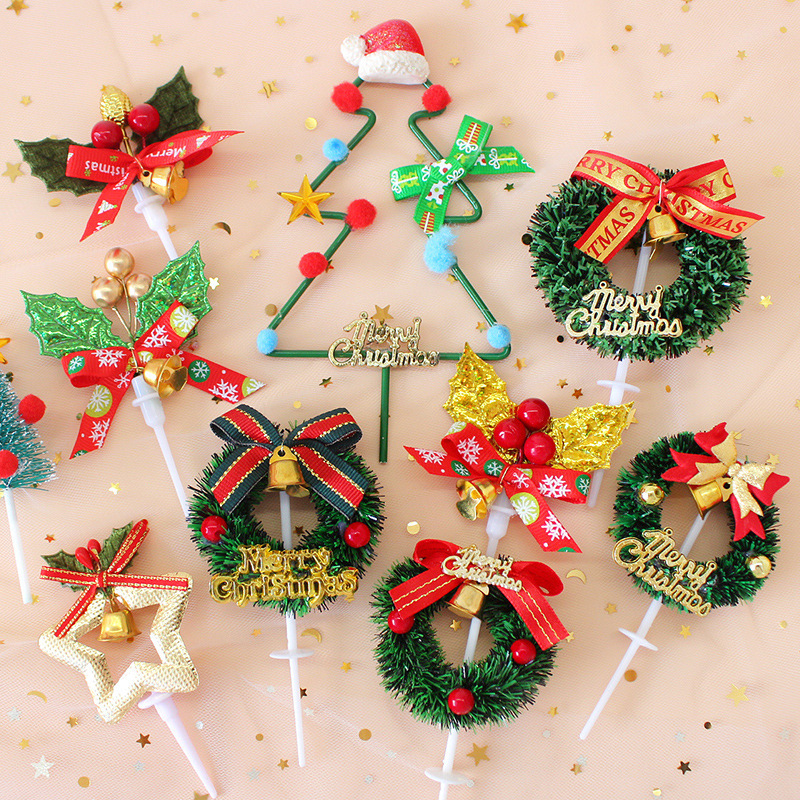 Birthday Party Insert Xmas Cakes Dessert Decor New Year Gifts Christmas Tree Cake Decoration Merry Christmas Cake Topper