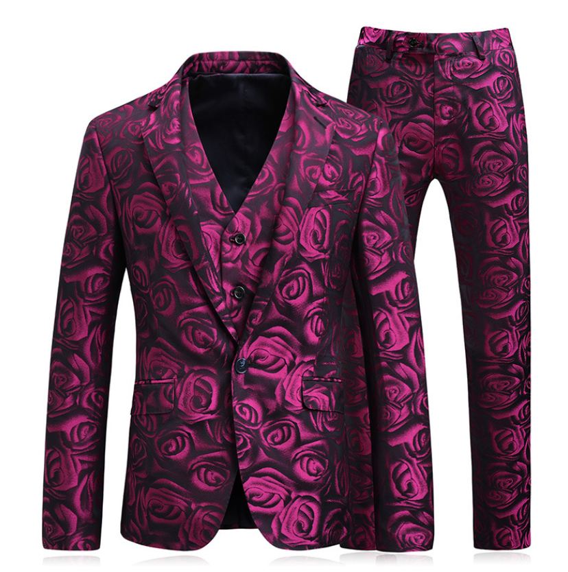 Men's Suits Slim Fit 3-Piece Business Wedding Prom Suit Jacket Blazer Tux & Flat Pants Set