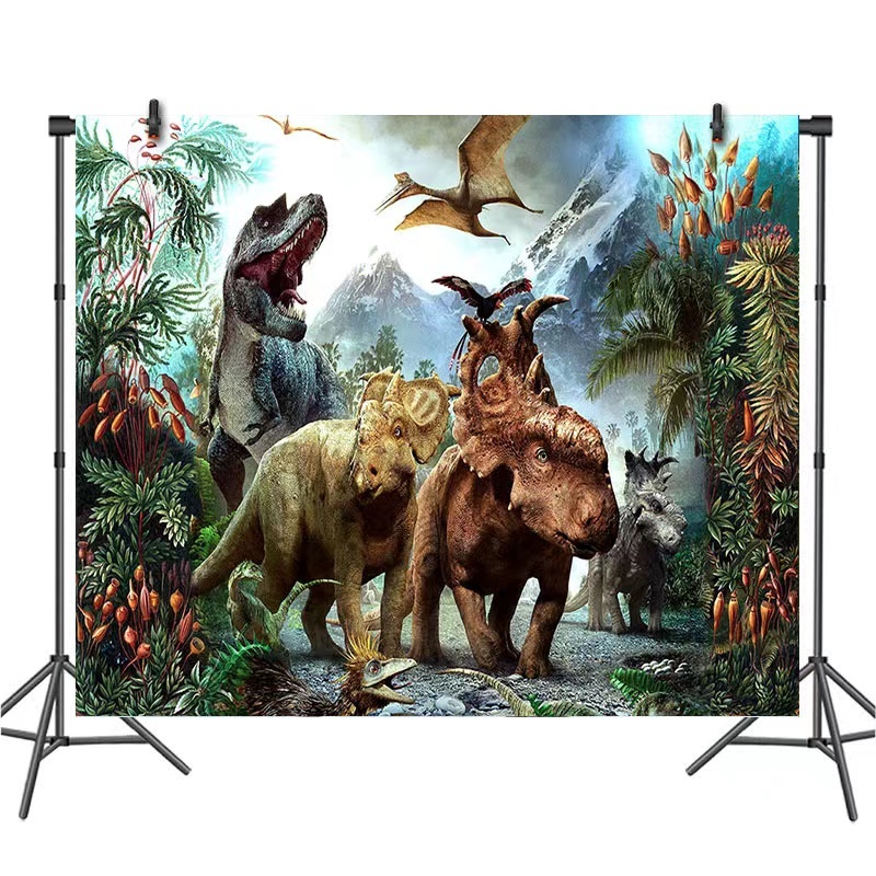 3_5ft Dinosaur Backdrop Photography Jurassic Park Banner Cartoon Primeval Forest Boy Birthday Party Decoration Supplies