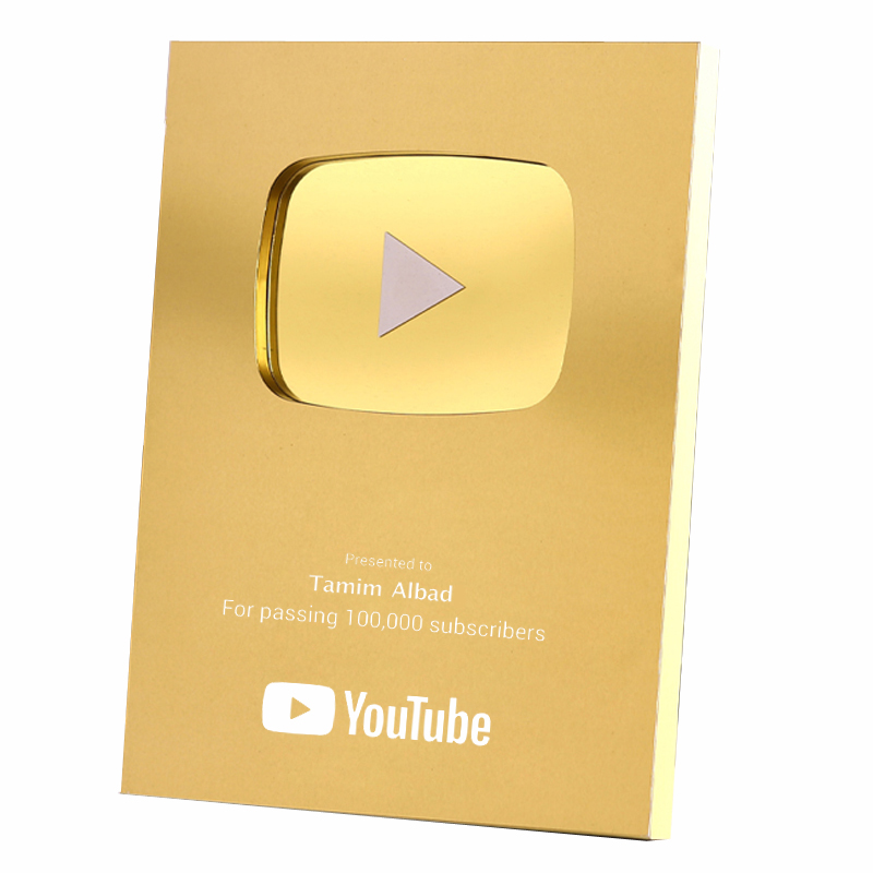 2024 Custom New engraving plates prize gold silver youtube plaque trophee alloy honor shield diamond youtube play button award