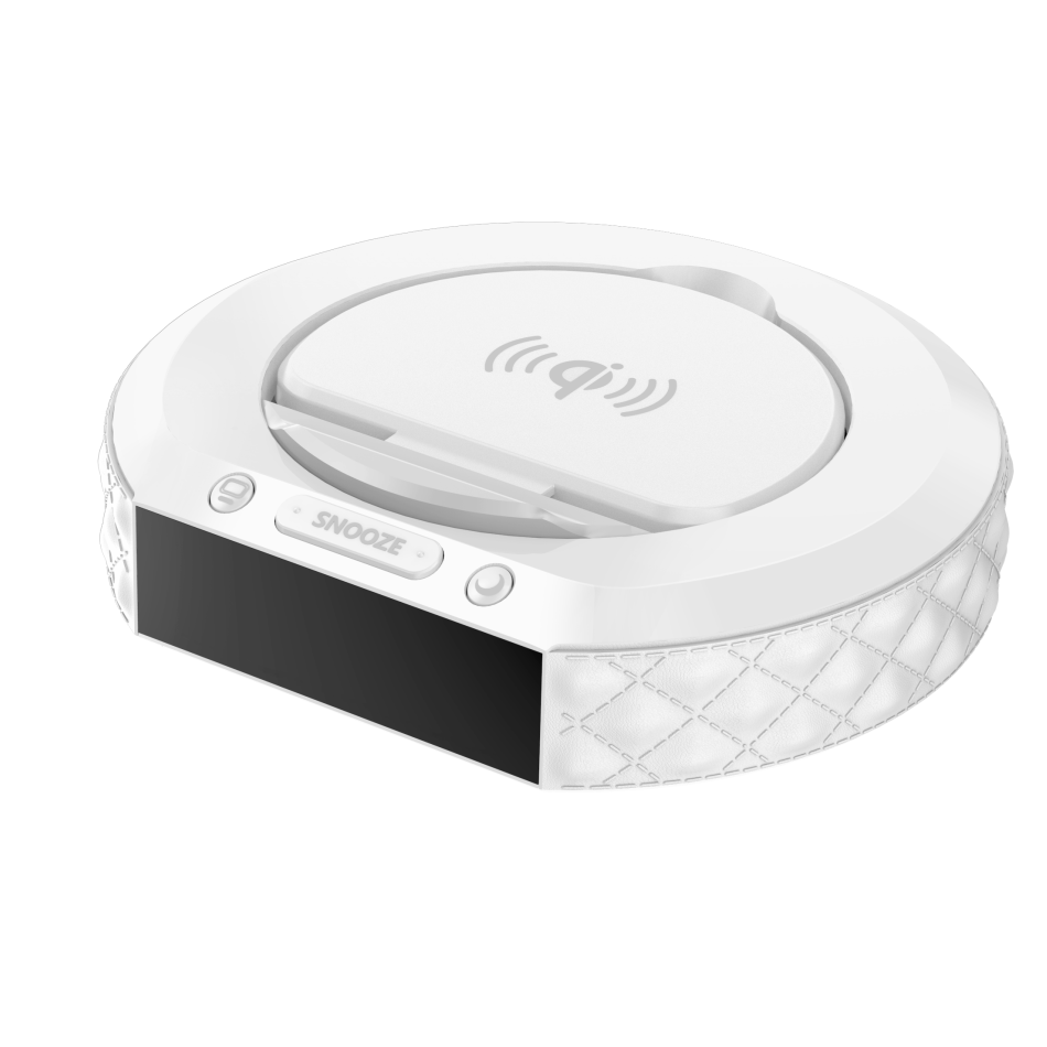 Modern Bedside Lamp Night Light With Dual Clock And Wireless Phone Charger