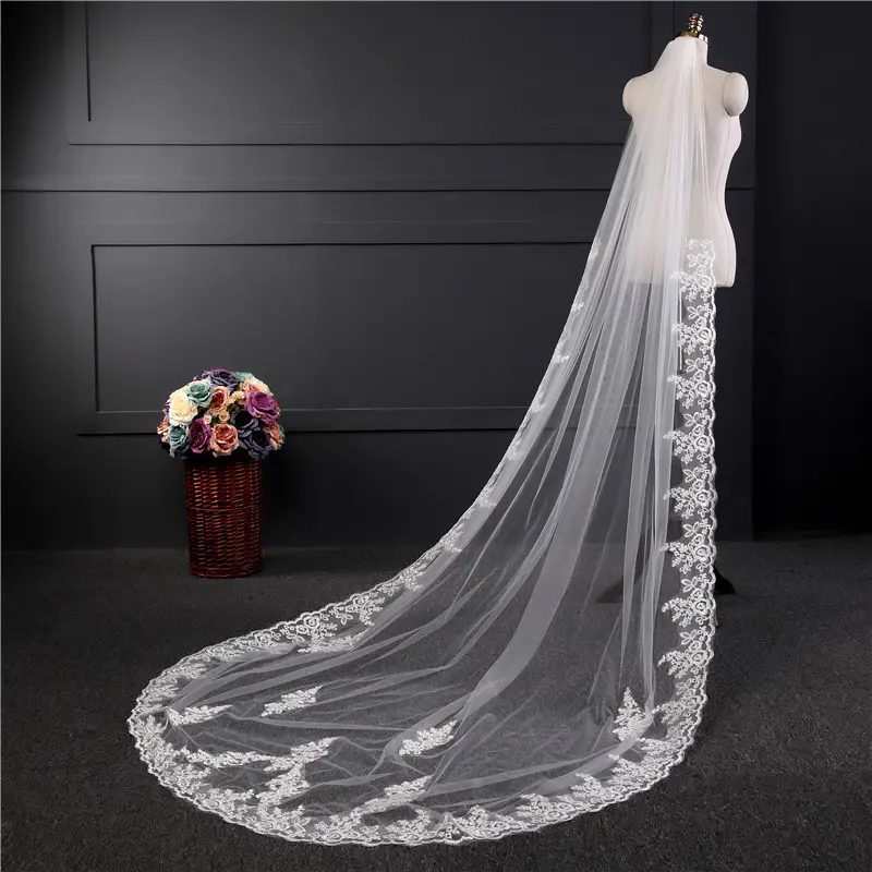 LUOXIN Bridal Hair Veil Soft 3M Meters Long Tail Veil Soft Tulle Wedding Veil