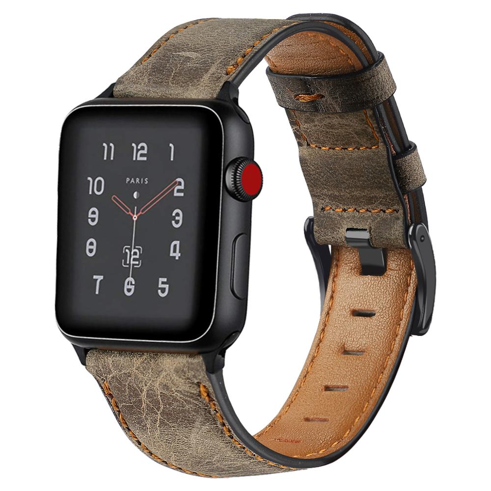 USENGKA High-end Genuine Leather Watch Strap 38mm/42mm/40mm/44mm For Apple Leather Watch Bands