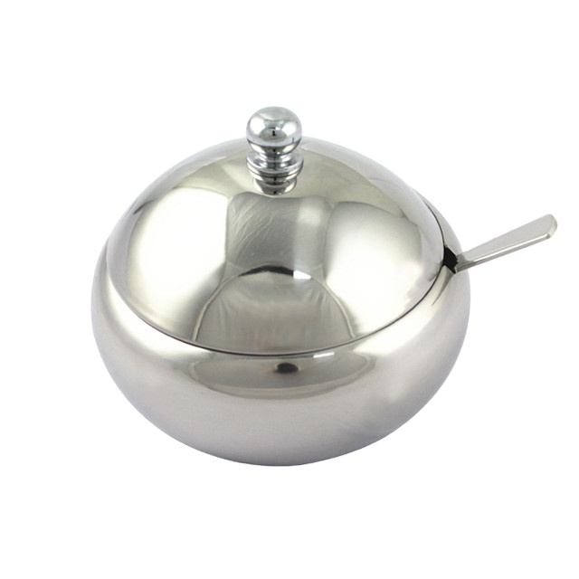 for home drum shape with lid and sugar bowl spoon silver stainless steel sugar bowl set