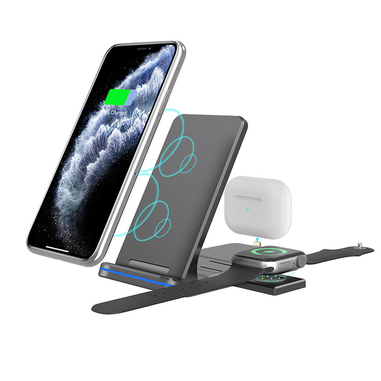 15W Fast Wireless Charger Foldable 3 in 1 For Iphone For Airpods 1 2 3 For iwatch 1 2 3 4 For Apple Watch Dock Holder Stand