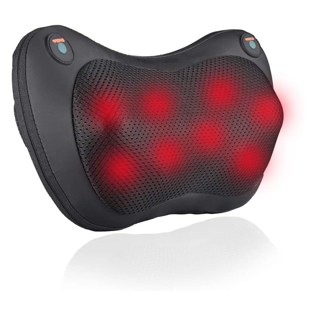 8 Roller Black Neck Massager Car Relaxation Massage Vibrator Electric Shoulder Back Heating Kneading Infrared therapy Pillow