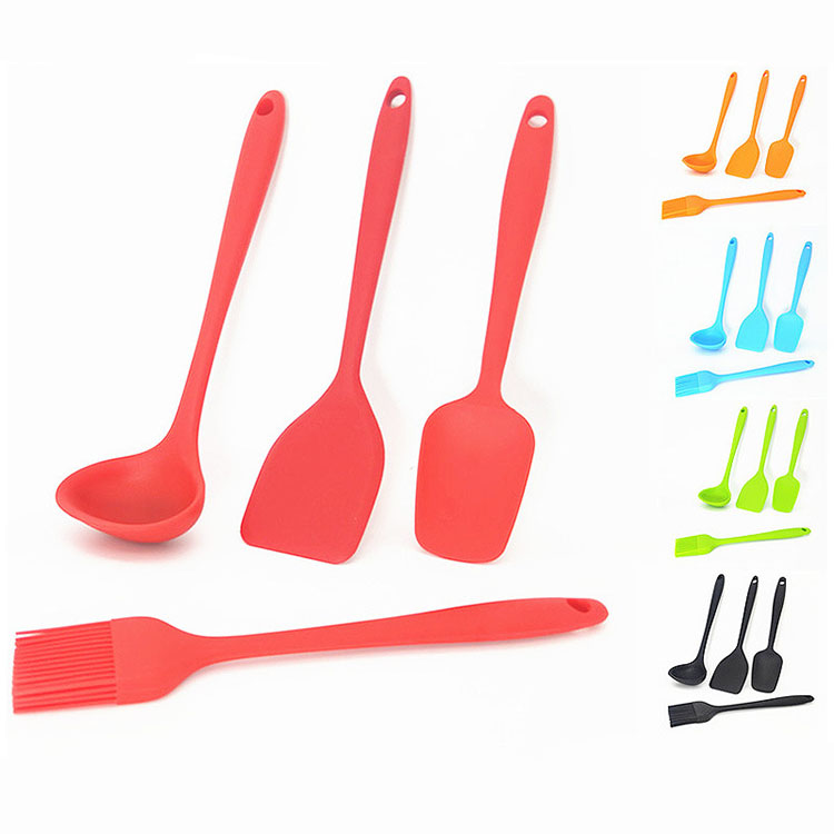 4 Pieces Silicone Small Kitchenware Spatula Spoon Set Silicone Kitchen Tool Set For Cooking