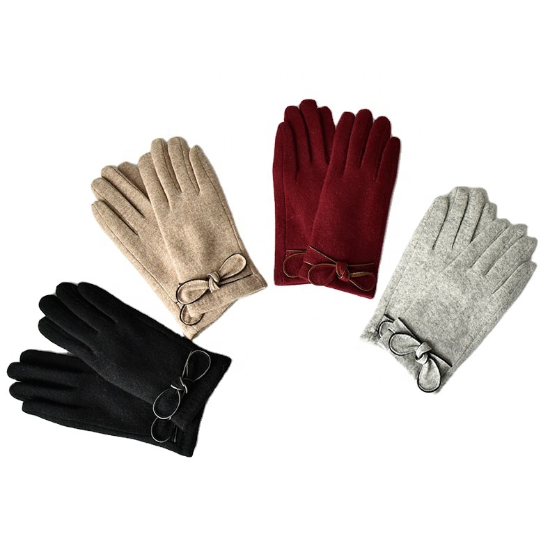 Factory Wholesale Women Winter Wool Knitted Touch Screen Gloves Warm Fleece Lined Stretch Autumn Mittens Fashion Cycling Gloves