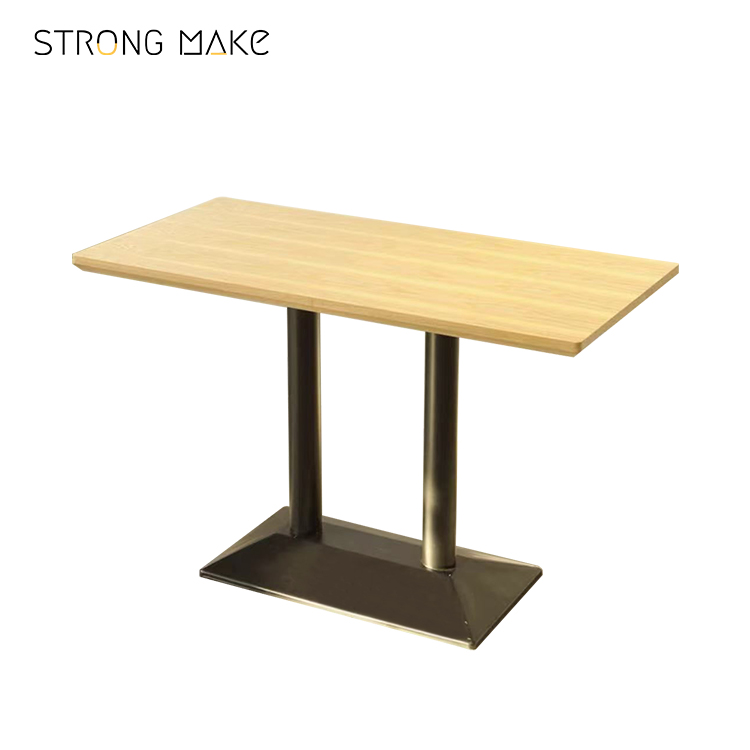 New Arrival Restaurant Fast Food Dining Cafe Wooden Top Black Powder Coated Bistro Dining Tables For Commercial Use Tables