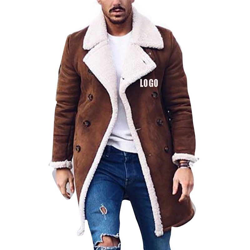 Free shipping Customized High Quality Fashion Vintage Fur Lined Faux Leather overcoat Warm Man Leather Jacket Coat