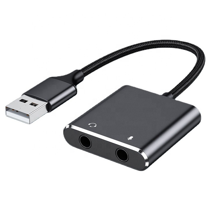 Plug and Play Audio Mic Studio Headset USB External Sound Card Adapter