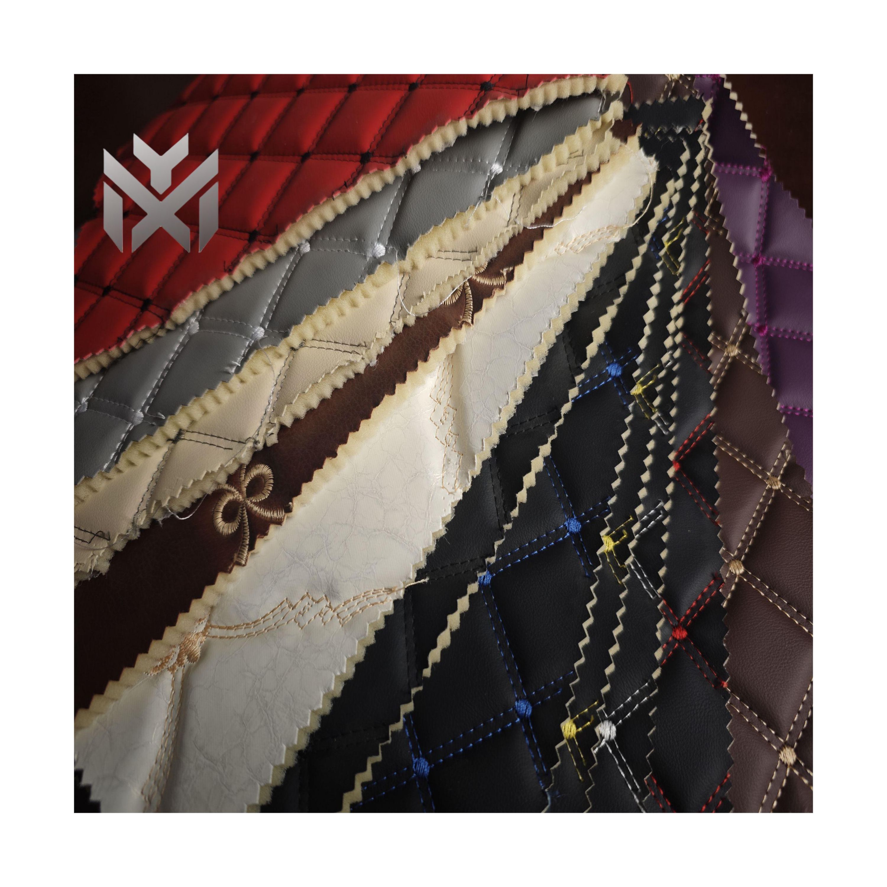 Diamond Stitching Design PVC Embroidery Leather for Car Seat Cover/ Car Mat with Various Designs
