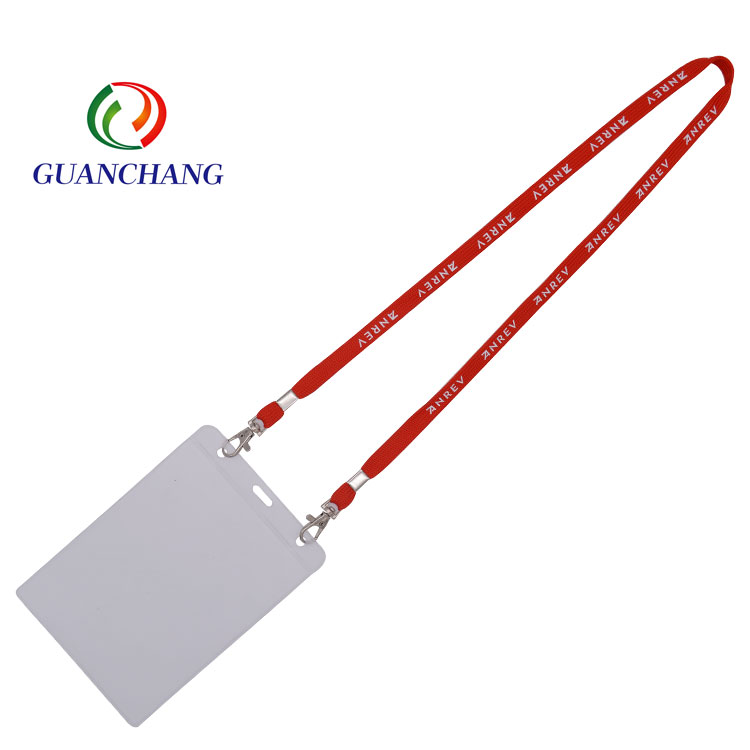 Custom Design Silk Screen Printing Double Ended Double Clip Id Holder Lanyard with Plastic Holder