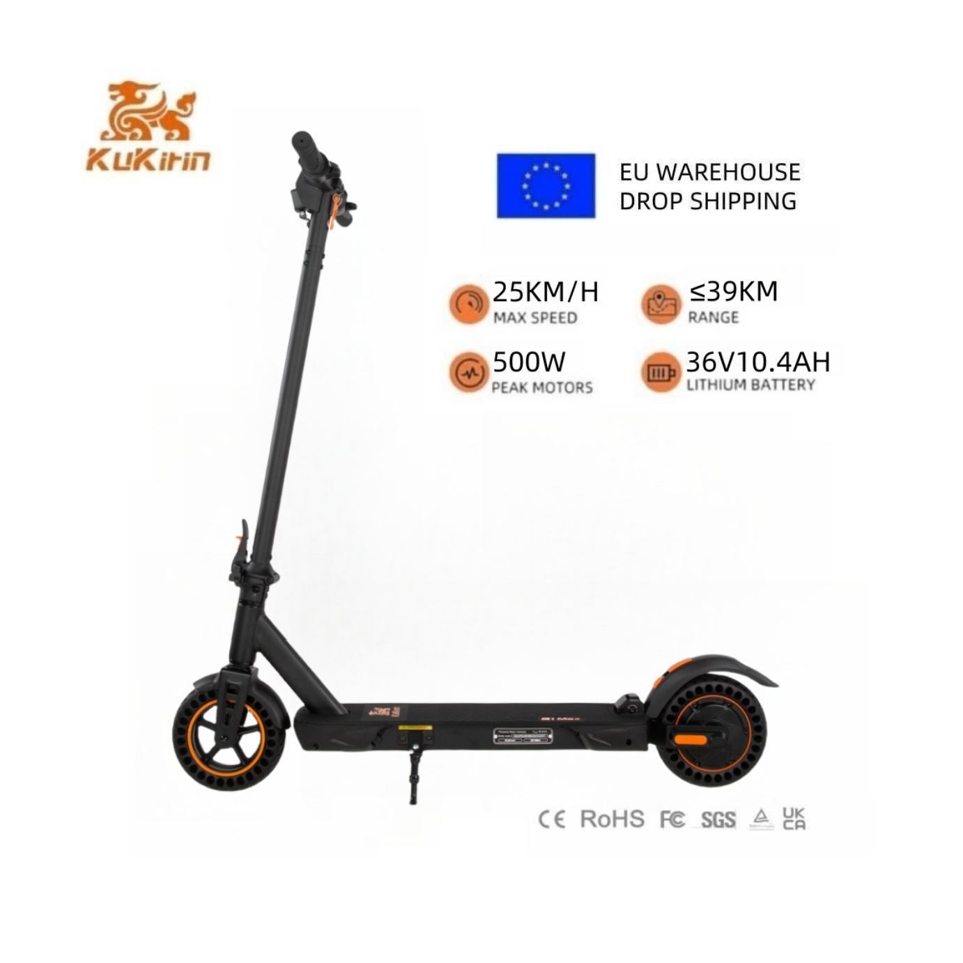 Top Selling 2025 New Trending Low Price Two Wheel Kukirin S1 MAX Scooter Fast Speed Made in China Electric Scooter