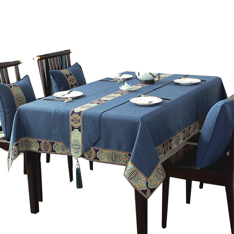 Ready Made Oilproof Home Table Embroidered Chinese Style Table Cloth For Party Banquet Home