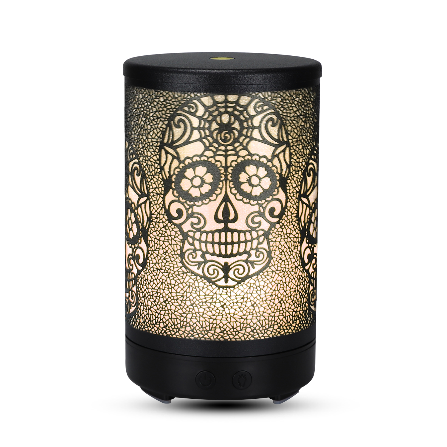 Flash Skull Black Iron Metal Diffuser, Flame Light Metal 100ML Essential Oil Diffuser for Holiday