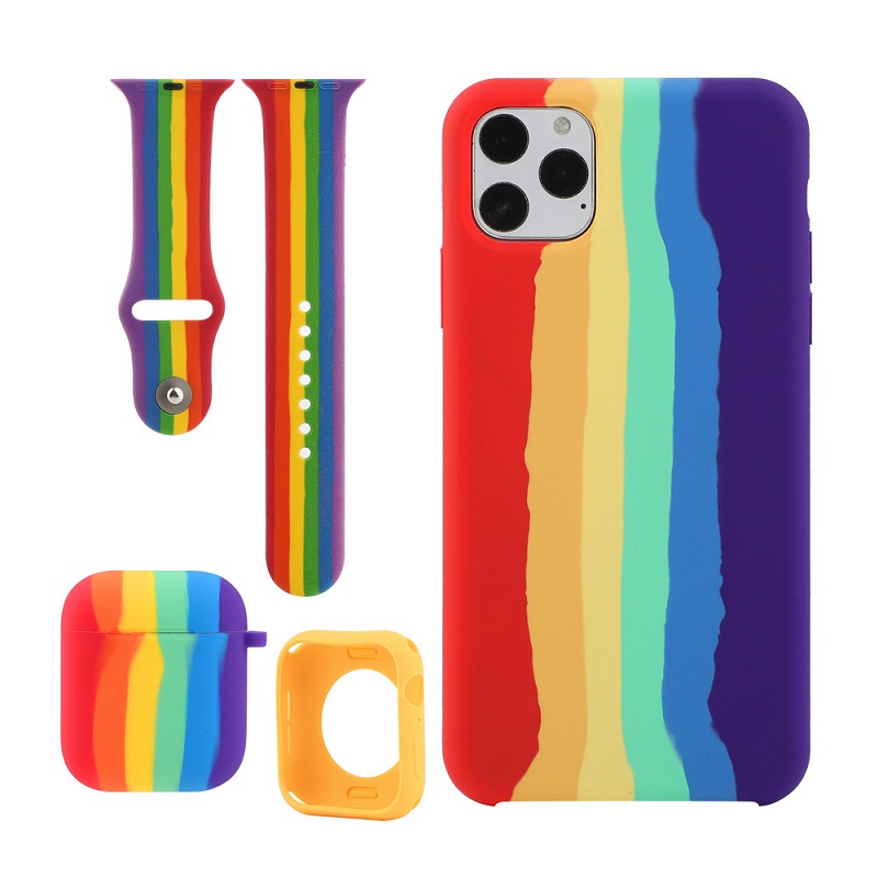 Модный комплект для iPhone 11 Pro Max X XS MAX XR 7 8 плюс Чехол для телефона, силиконовый чехол, ремешок для наручных часов наушники для Airpods Pro Чехол