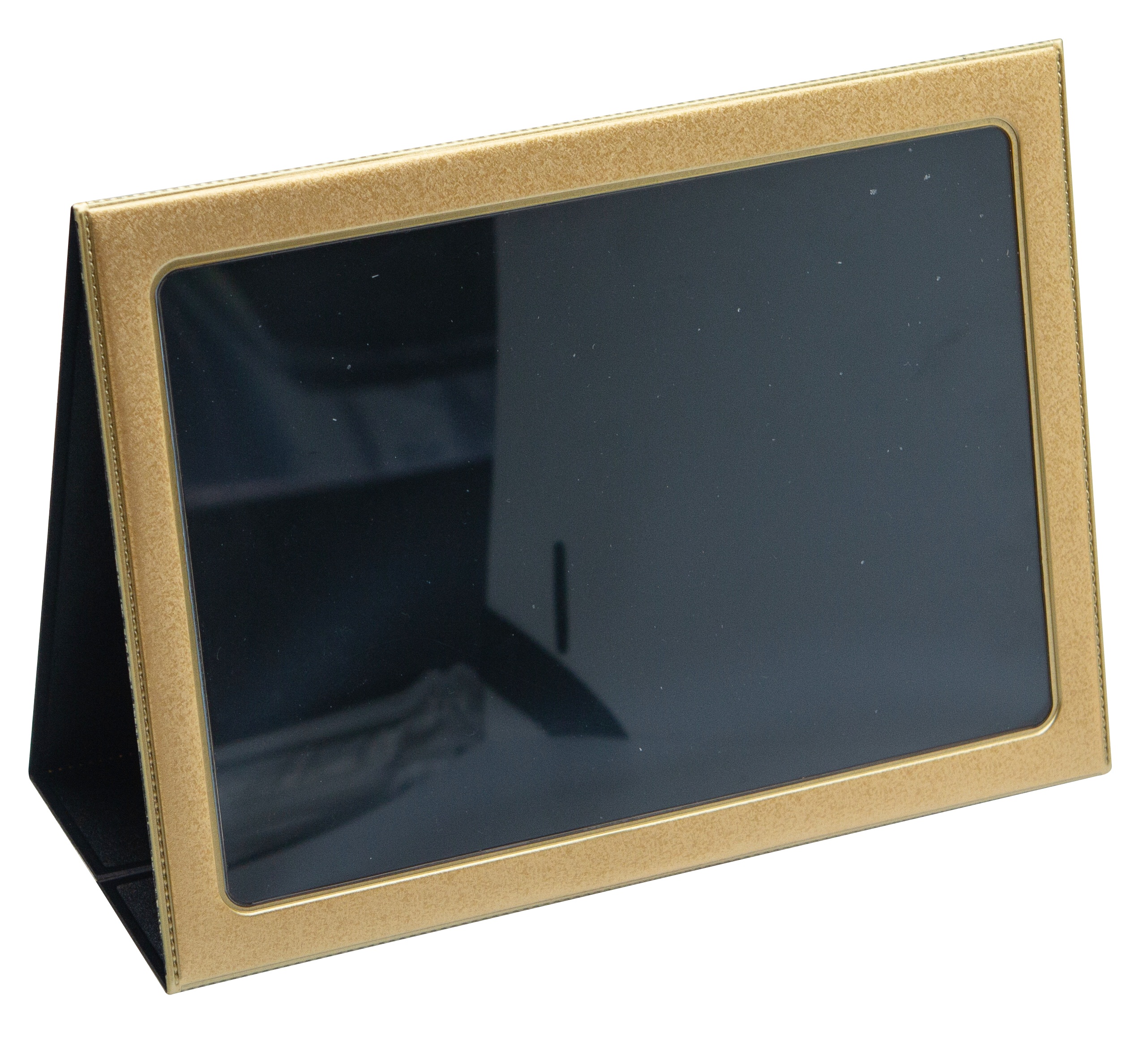 Shatter-resistant Luxury Factory Supply KEJEA A4 Folding Leather Triangle Card Stand for Desk