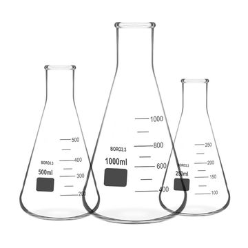 Колба Erlenmeyer из боросиликатного стекла с узким горлышком