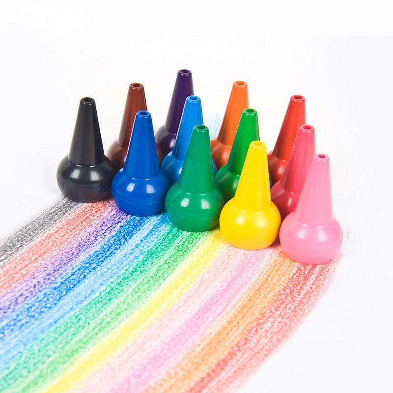 12Pcs Safety Finger Shape Crayon 12 Color Educational Toys For Children Student Kid Crayon Colorful Writing Drawing Parent-Child